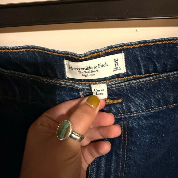 Abercrombie & Fitch Dark Blue Jean Shorts Curve Love - Picture 2 of 3